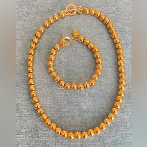 Ralph Lauren NWOT Gold beaded necklace and bracelet set